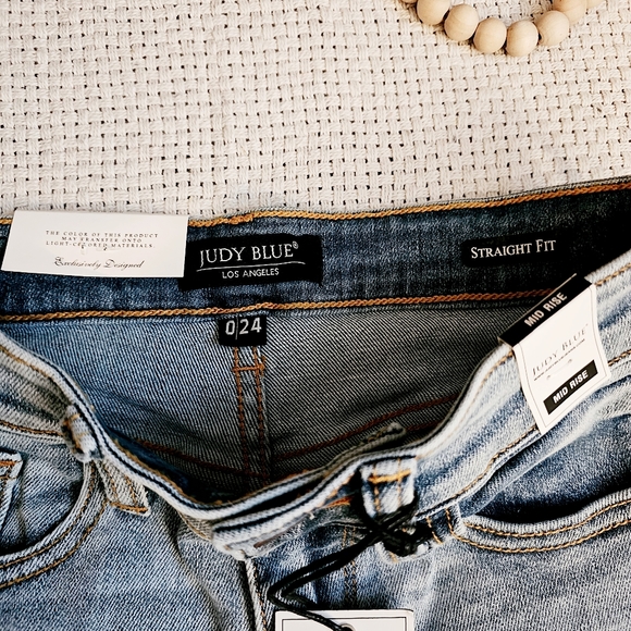 SOLD | Judy Blue Raw Hem Straight Leg Split Ankle Jeans Size 0(24) Rare Find - Picture 11 of 14